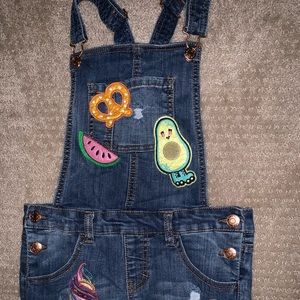 Girl overalls shorts with patch work